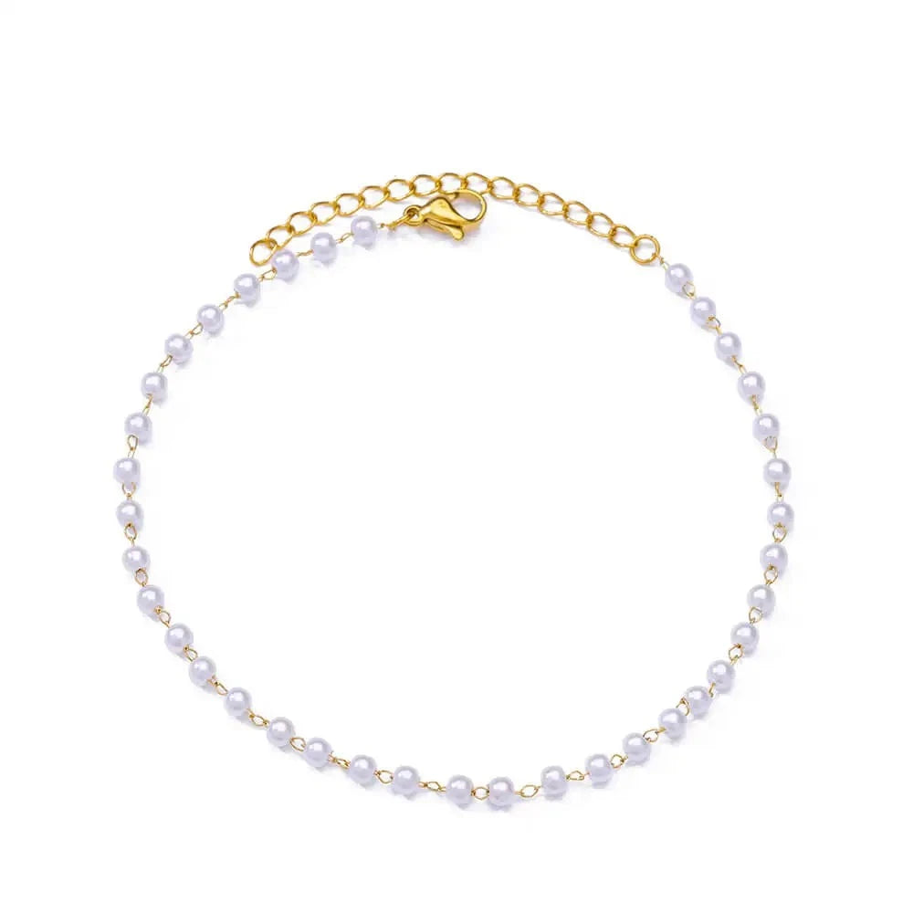 Deva Pearl Chain Ankle Anklet | Silver Anklets 