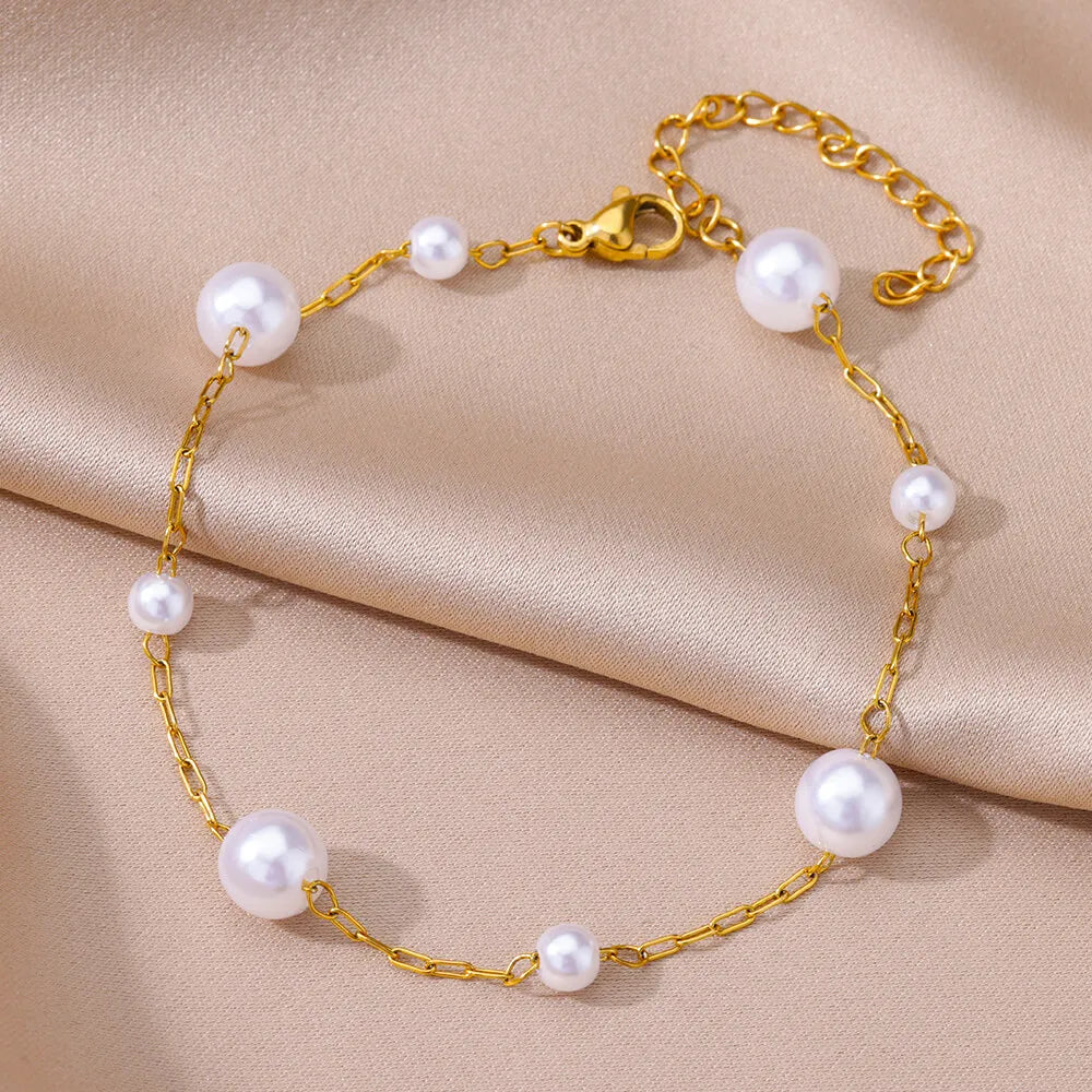 Deva Pearl Chain Ankle Anklet | Silver Anklets 