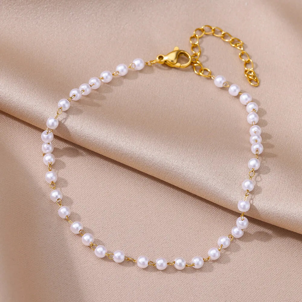 Deva Pearl Chain Ankle Anklet | Silver Anklets 