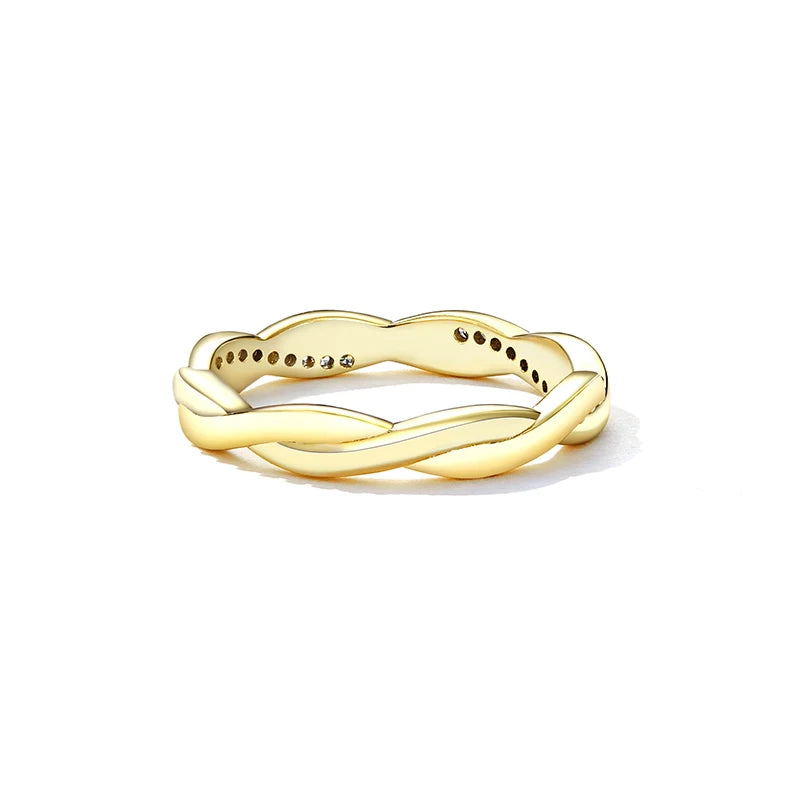 Deva 925 Sterling Silver Simple Twisted Ring 14K Gold Plated