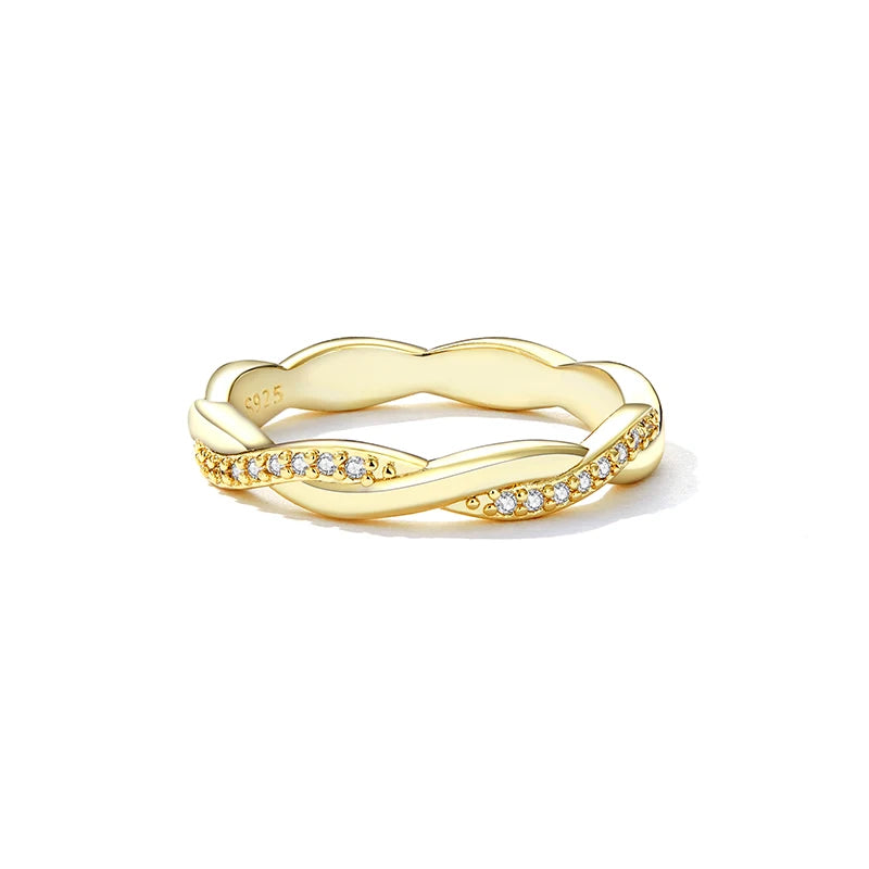 Deva 925 Sterling Silver Simple Twisted Ring 14K Gold Plated